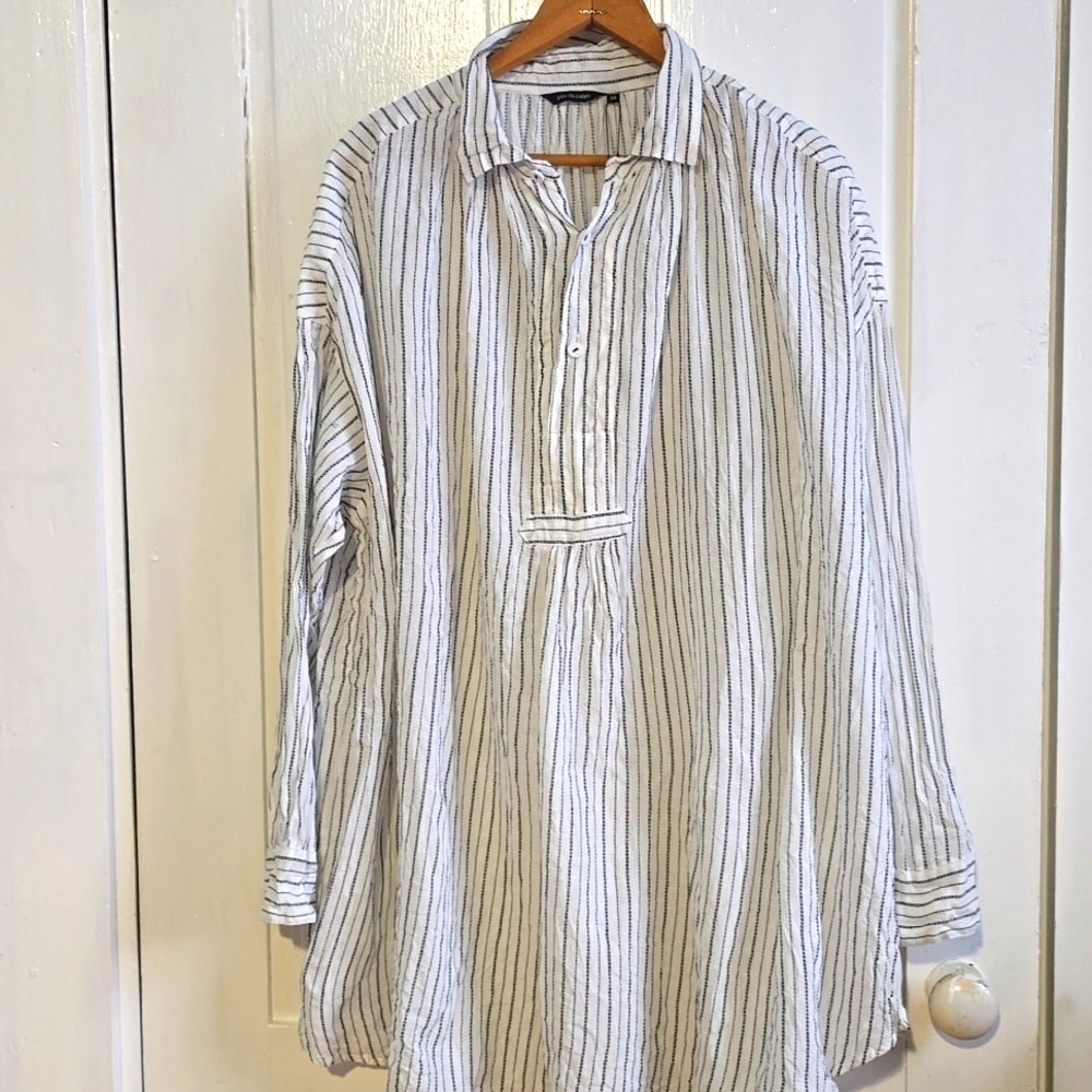 Pas de Calais Oversized Dobby Wrinkle Popover Blouse EU Size 34 6429-320